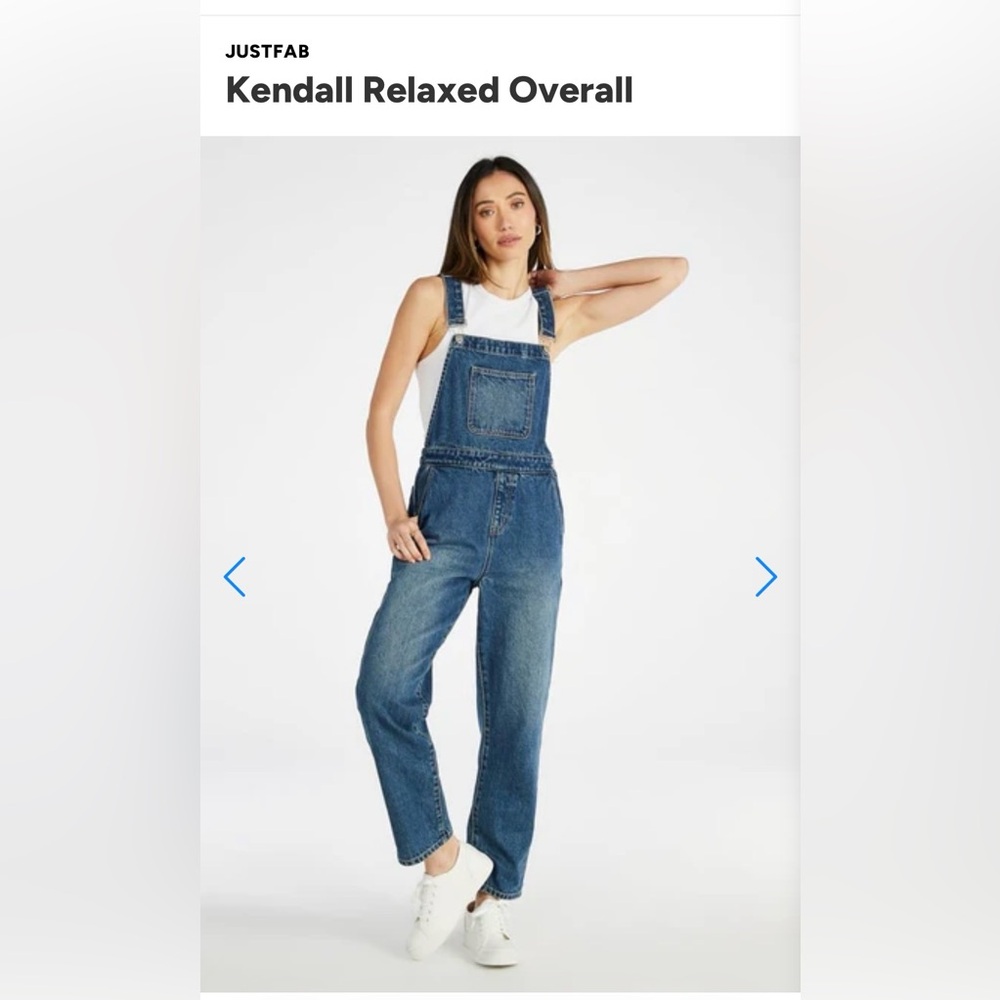NWT JustFab Kendall Relaxed Denim Overalls